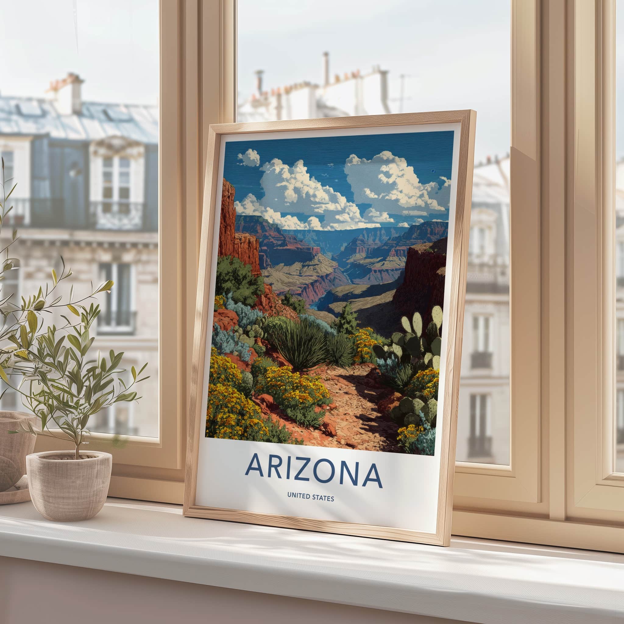 Arizona Poster - Arizona Travel Art - Canyon Vista Flowers Home Decor