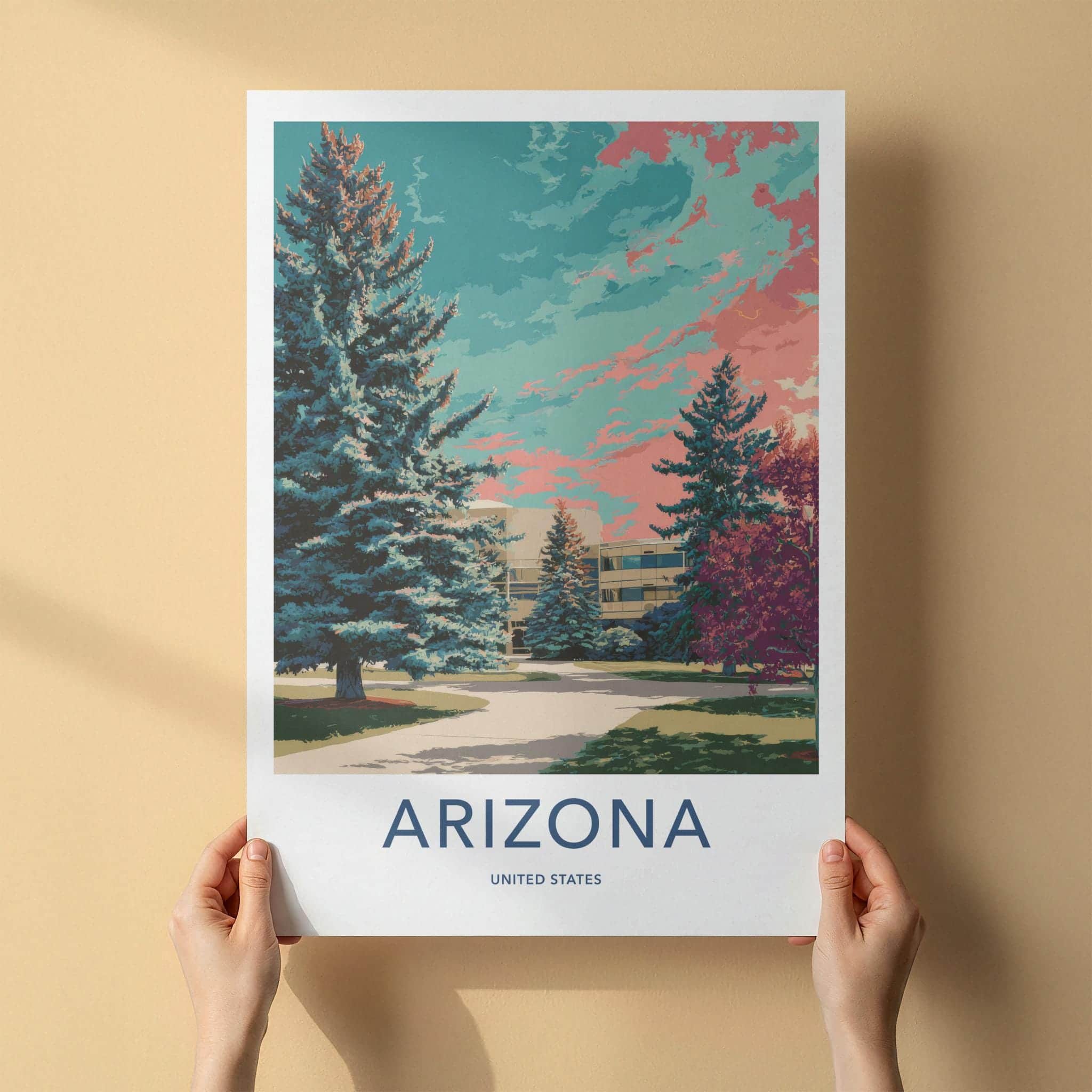 Arizona Poster - Arizona Travel Art - Colorful Sky Building Wall Decor