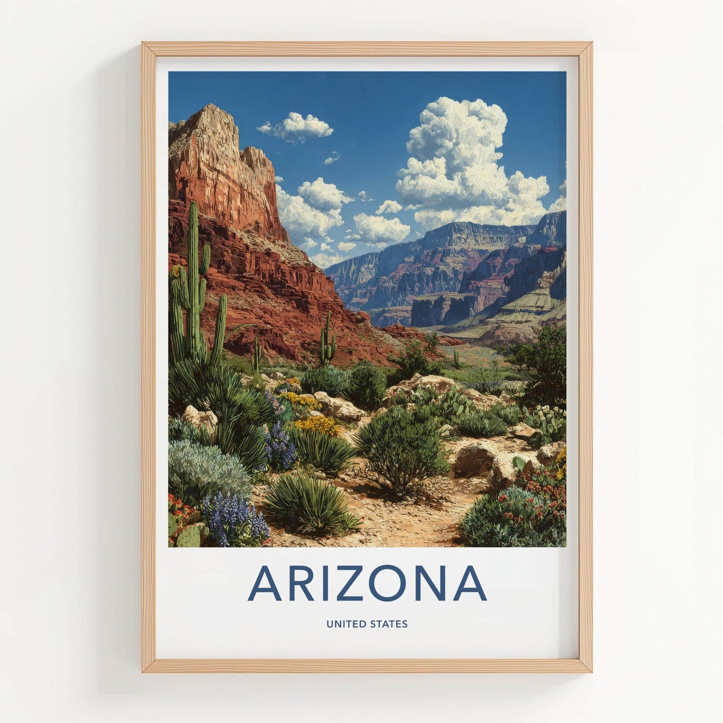 Arizona Poster - Arizona Travel Art - Desert Canyon Scene Home Decor