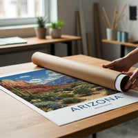 Arizona Poster - Arizona Travel Art - Desert Canyon Scene Home Decor