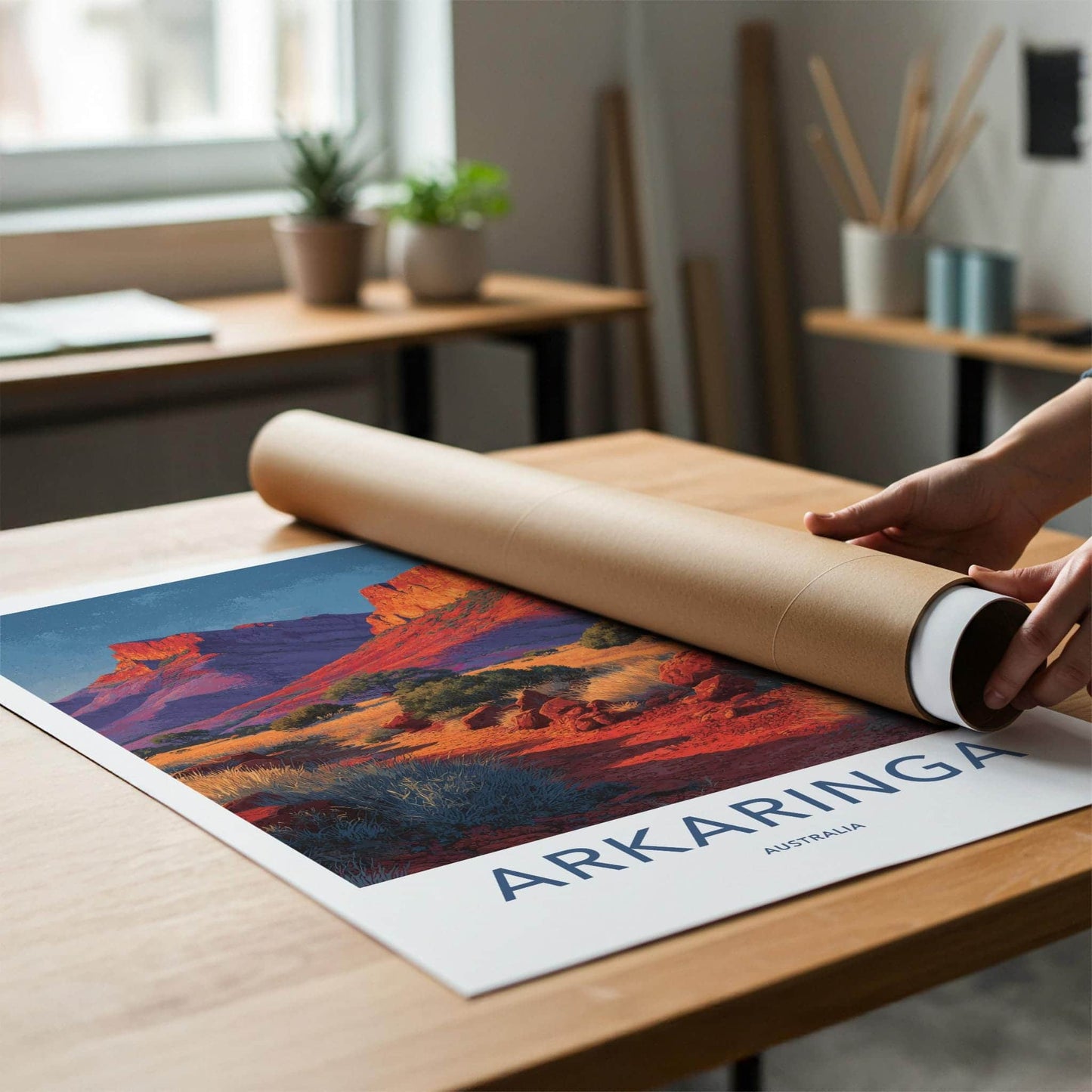 Arkarina Poster - Australia Travel Art - Red Canyon Scenery Home Decor