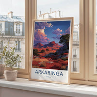 Arkarringa Australia Travel Poster, Vibrant Desert Landscape Wall Art Print, Anime Style Nature Decor, Outback Scenery Gift