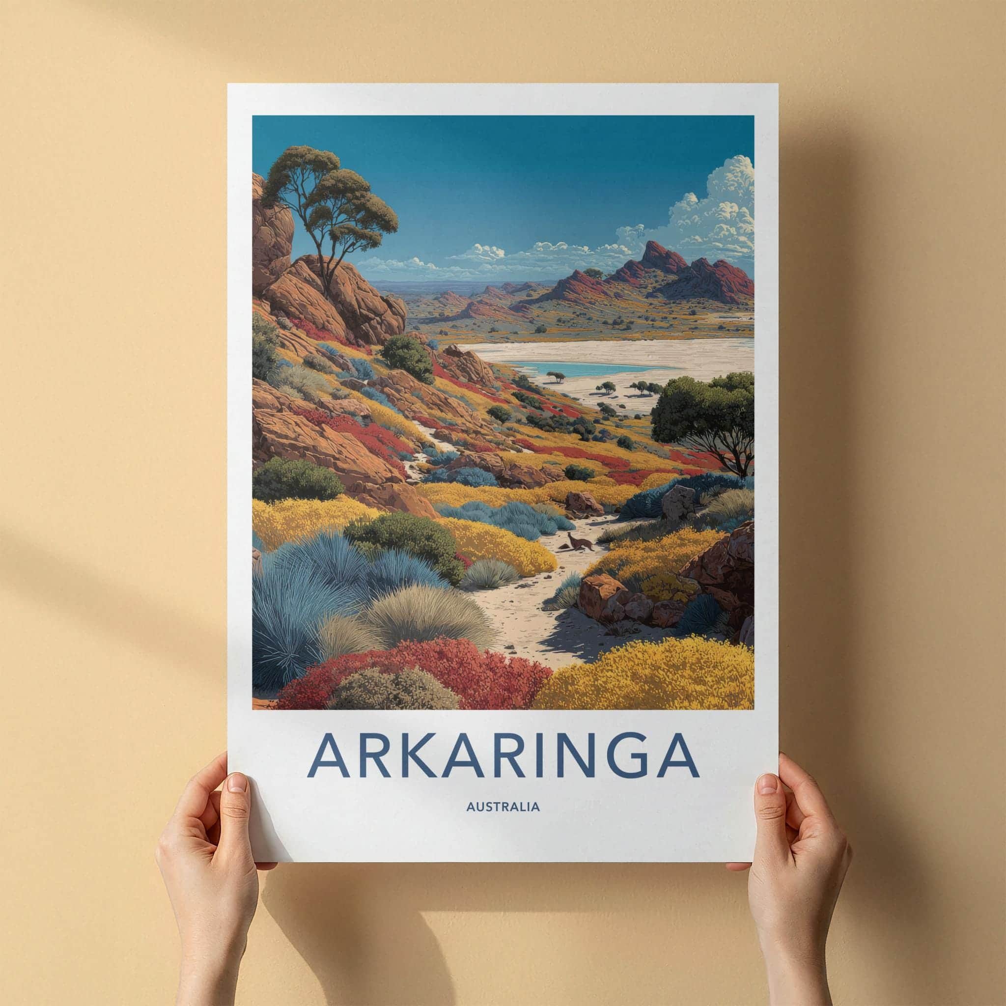 Arkarringa Poster - Australia Travel Print - Vibrant Desert Scene Wall Decor