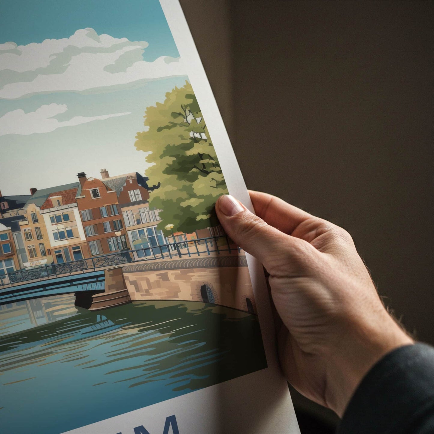 Arnhem Poster - Netherlands Travel Art - Canal Cityscape Bridge Home Decor