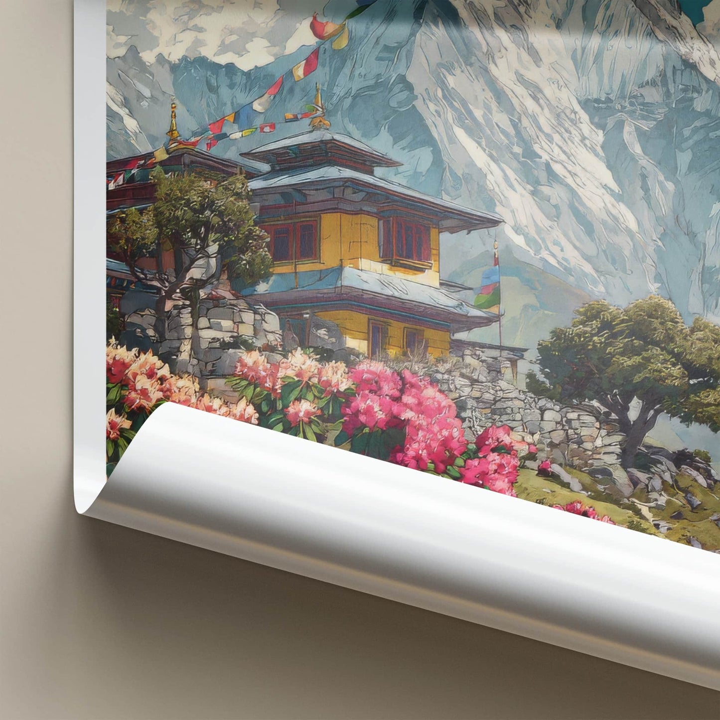Arunachal Pradesh Poster - India Framed Art - Mountain Temple Bloom Lounge Decor
