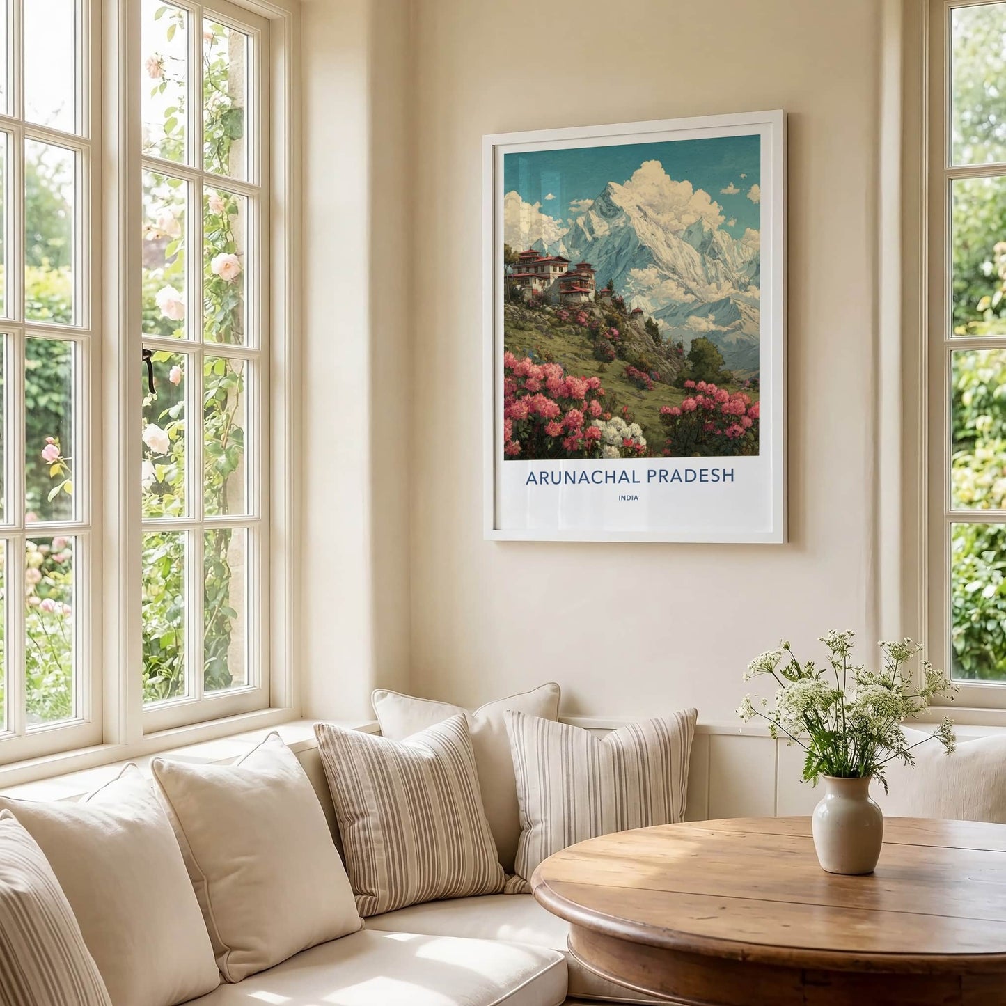 Arunachal Pradesh Poster - India Travel Art - Mountain Temple Bloom Gallery Art
