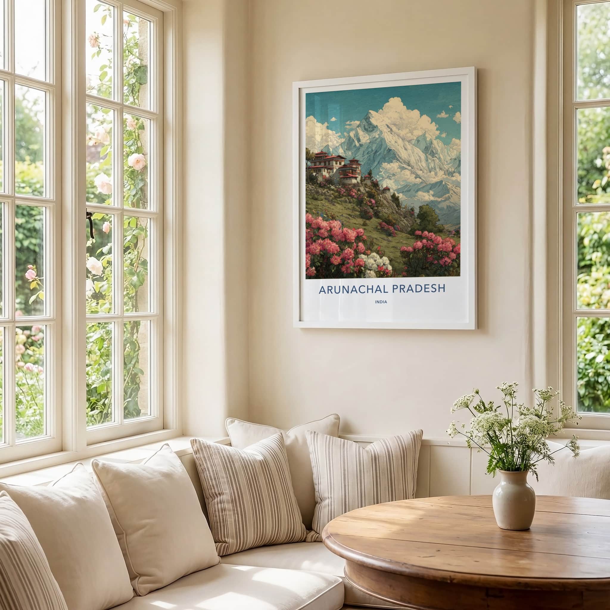 Arunachal Pradesh Poster - India Travel Art - Mountain Temple Bloom Gallery Art