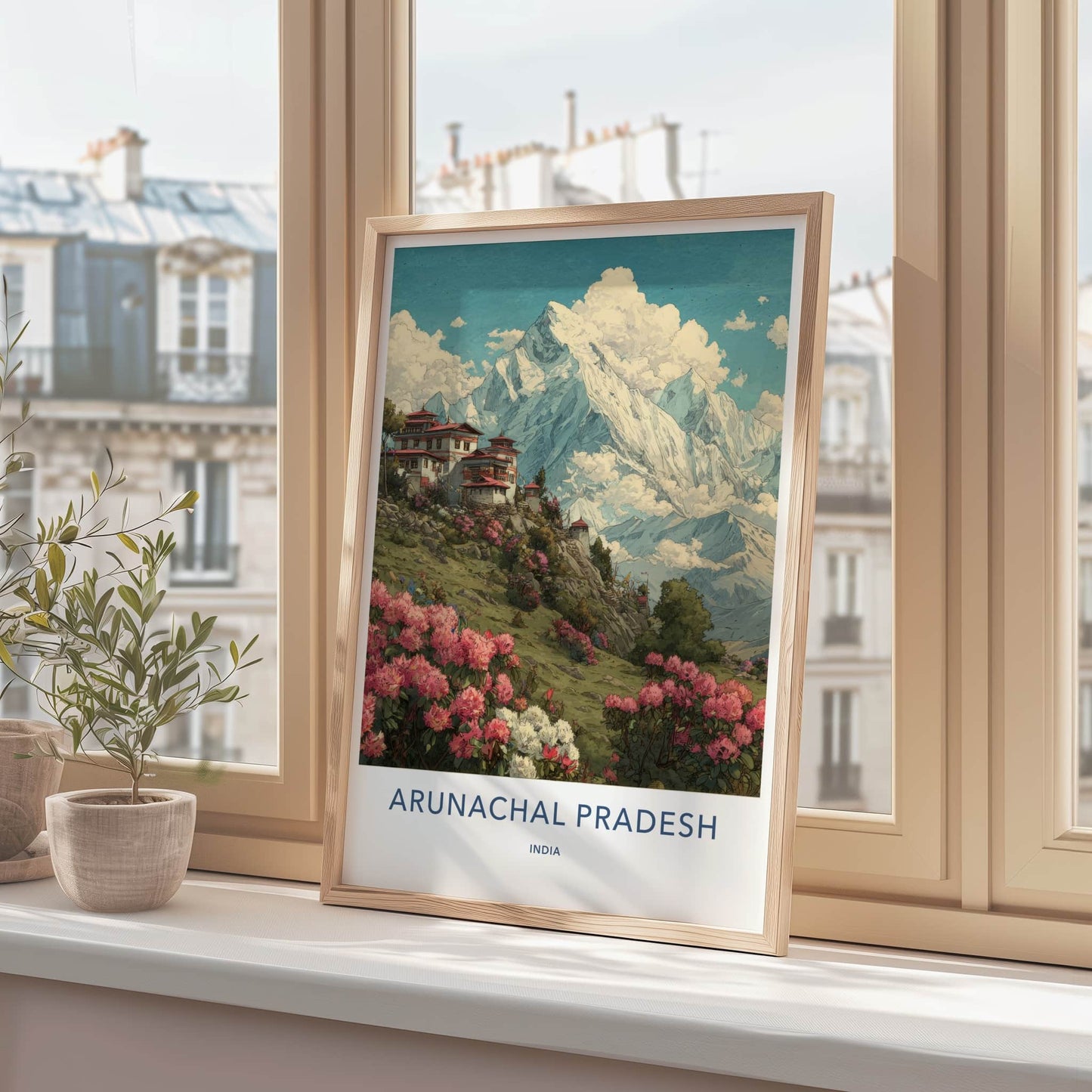 Arunachal Pradesh Poster - India Travel Art - Mountain Temple Bloom Gallery Art