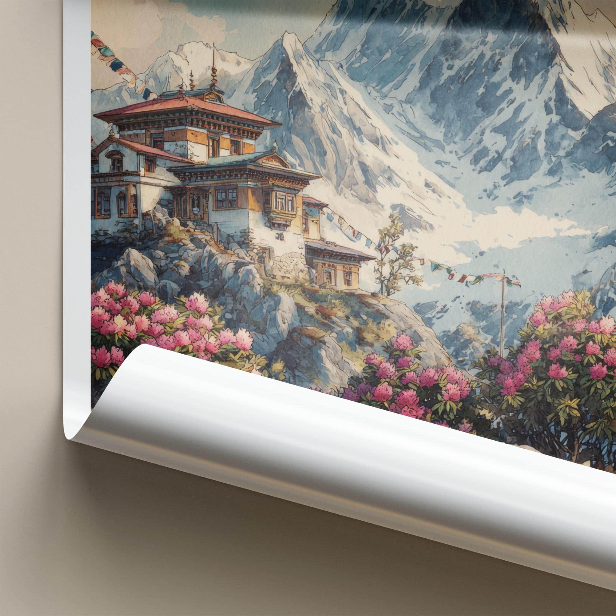 Arunachal Pradesh Poster - India Travel Art - Mountain Temple Home Decor | Serene Himalayan Watercolor Wall Art Print for Nature Lovers &