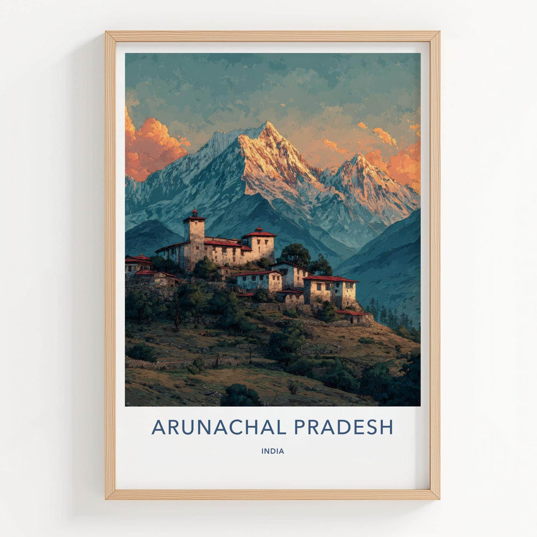 Arunachal Pradesh Poster - India Travel Art - Mountain Village Wall Decor