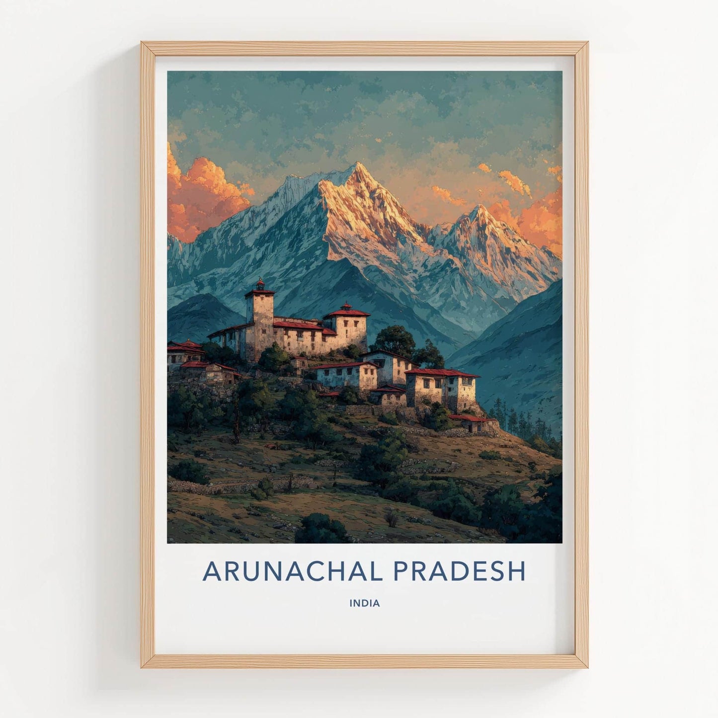 Arunachal Pradesh Poster - India Travel Art - Mountain Village Wall Decor