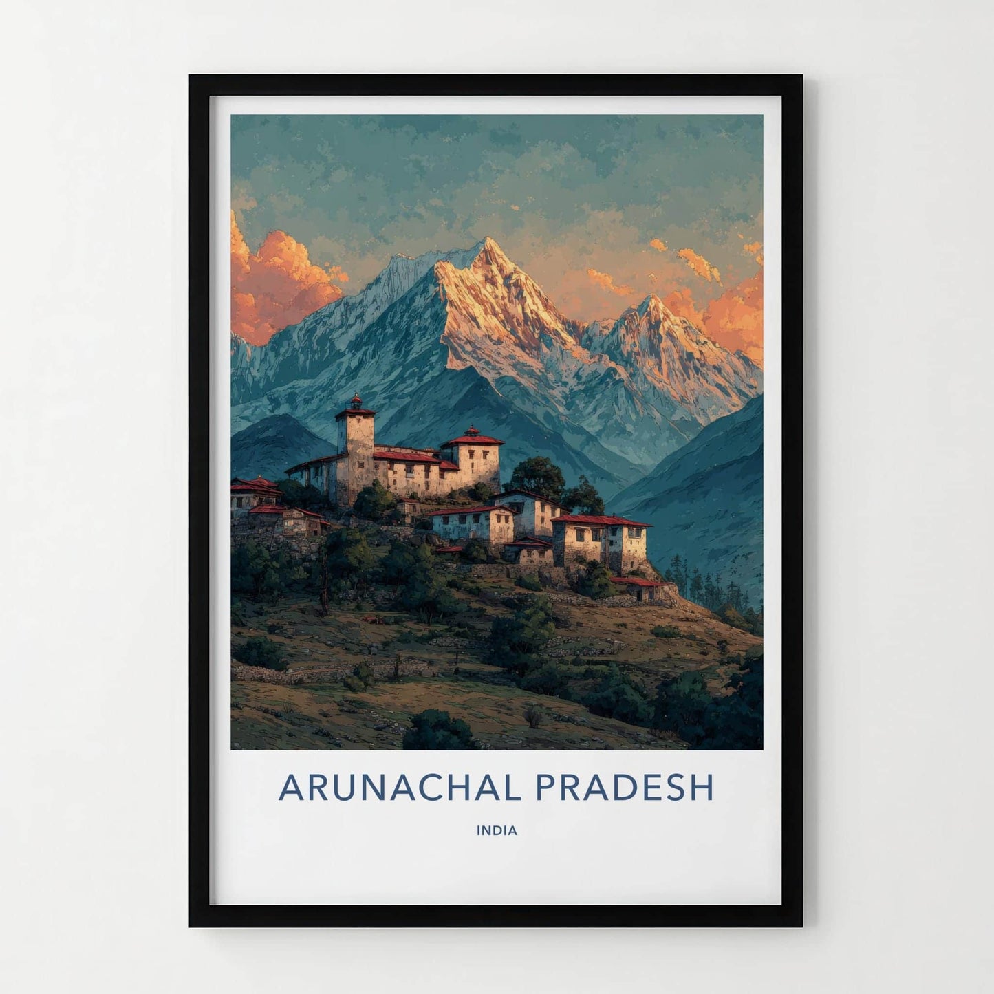 Arunachal Pradesh Poster - India Travel Art - Mountain Village Wall Decor