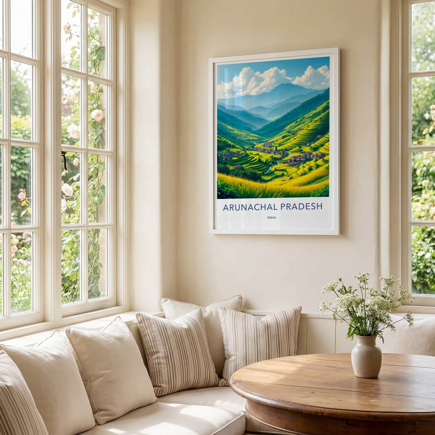 Arunachal Pradesh Poster - India Wall Art - Green Terraced Village Gift