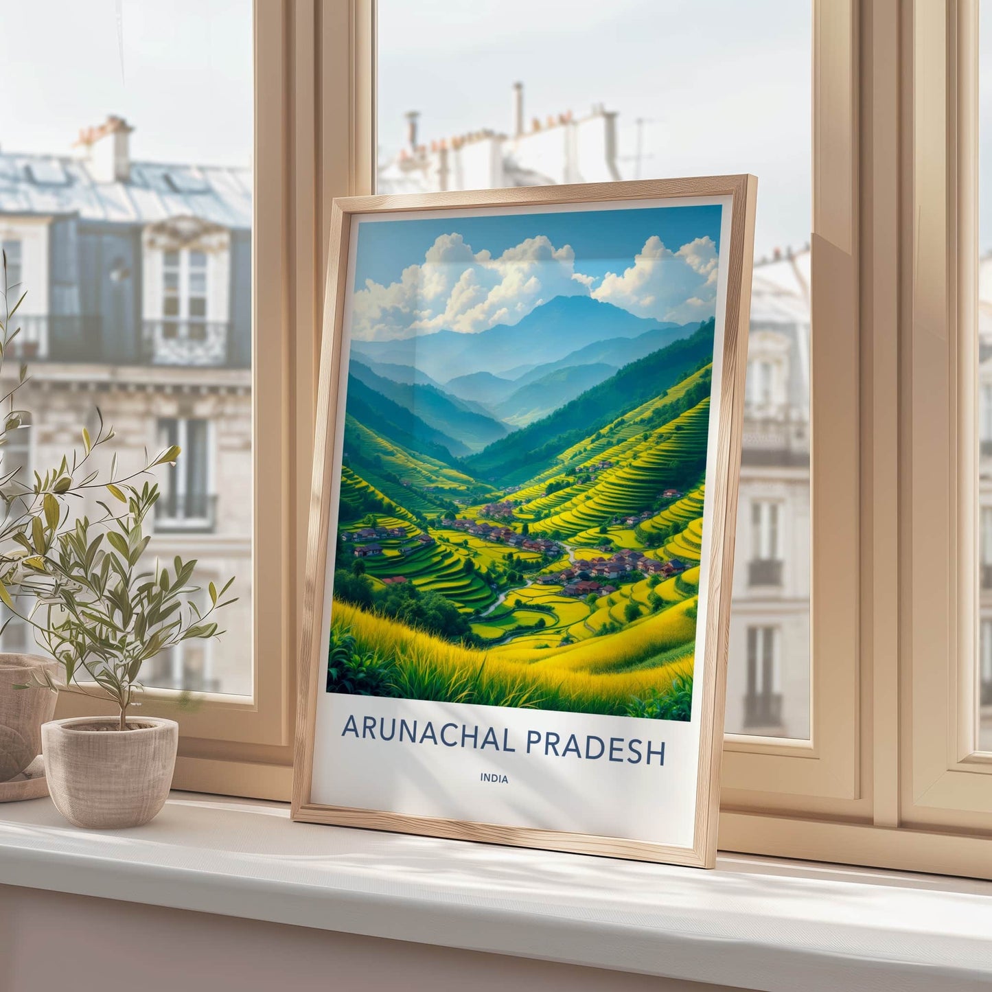 Arunachal Pradesh Poster - India Wall Art - Green Terraced Village Gift