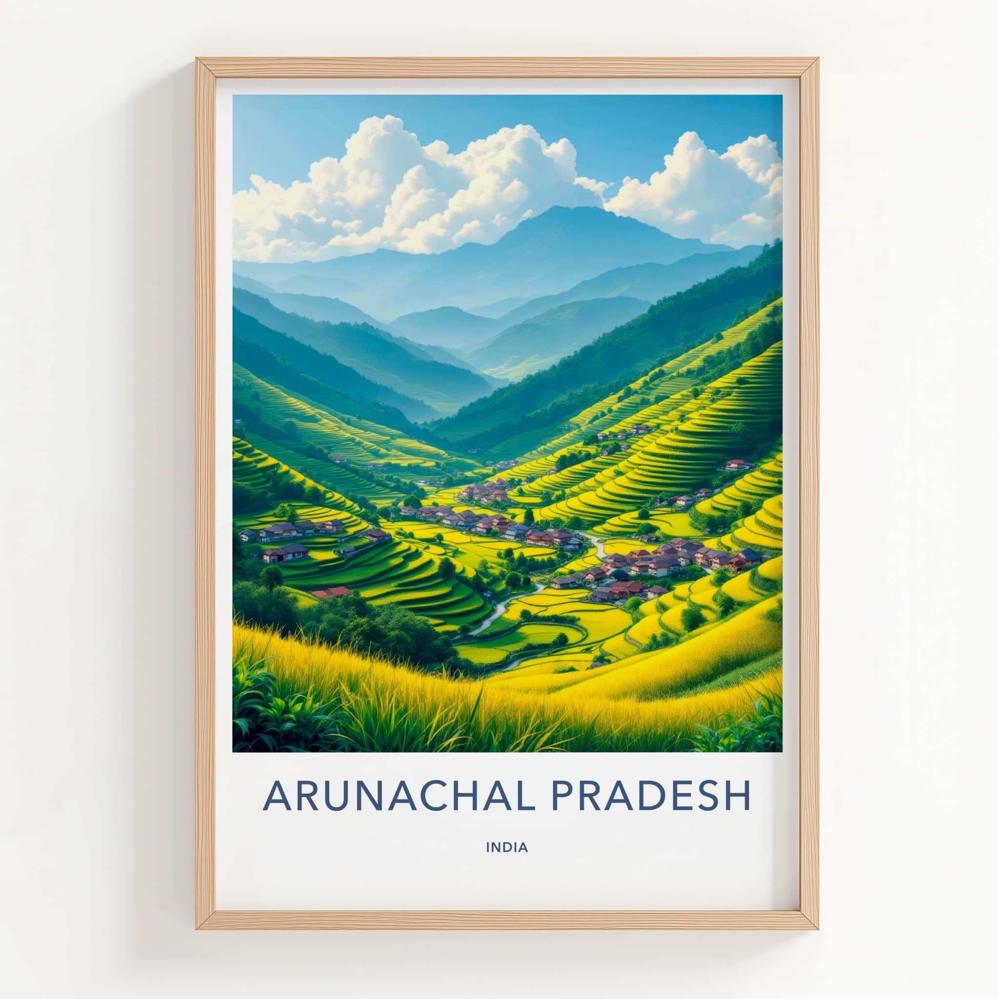 Arunachal Pradesh Poster - India Wall Art - Green Terraced Village Gift
