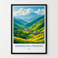 Arunachal Pradesh Poster - India Wall Art - Green Terraced Village Gift