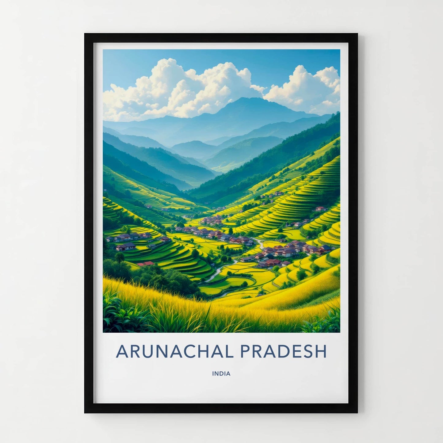 Arunachal Pradesh Poster - India Wall Art - Green Terraced Village Gift