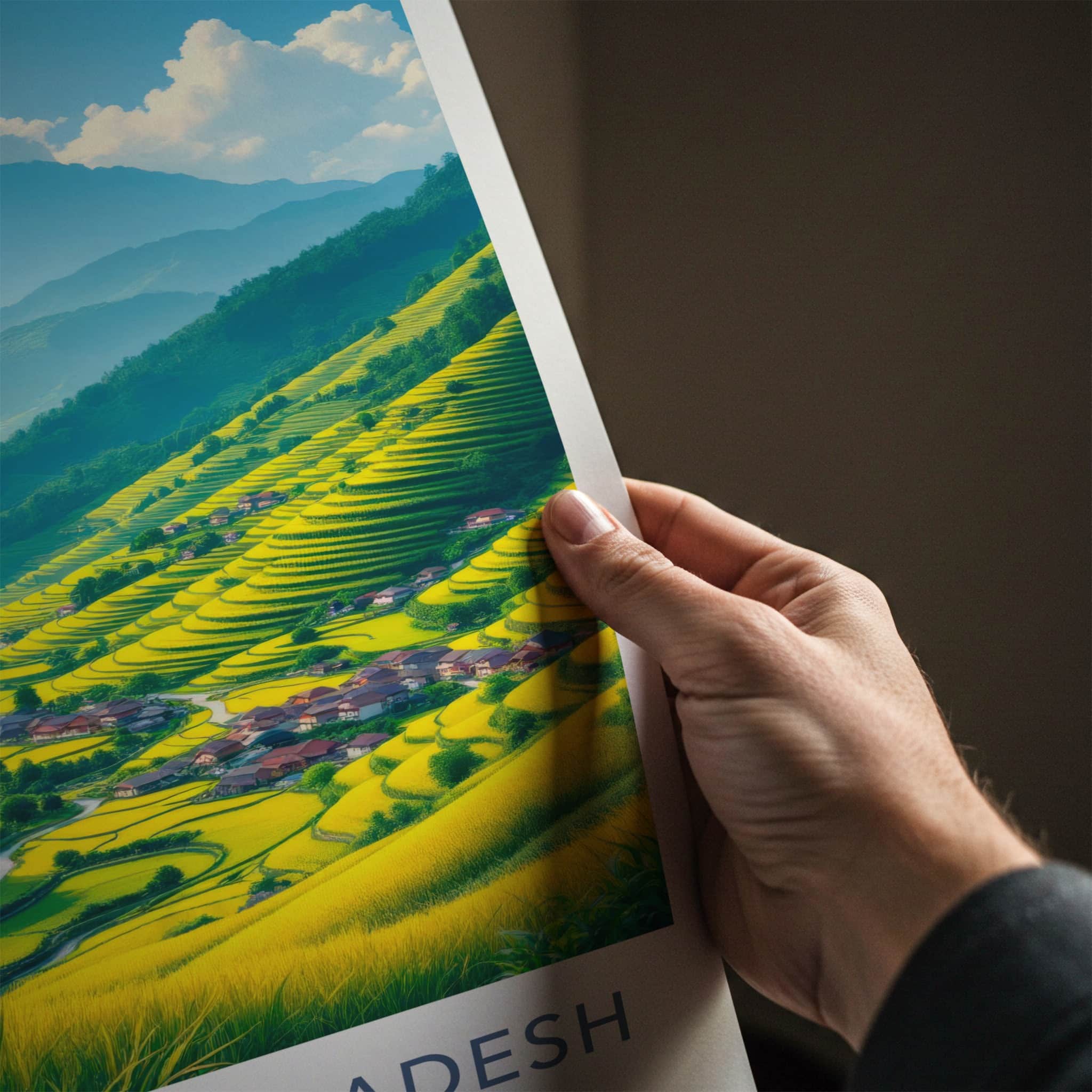 Arunachal Pradesh Poster - India Wall Art - Green Terraced Village Gift