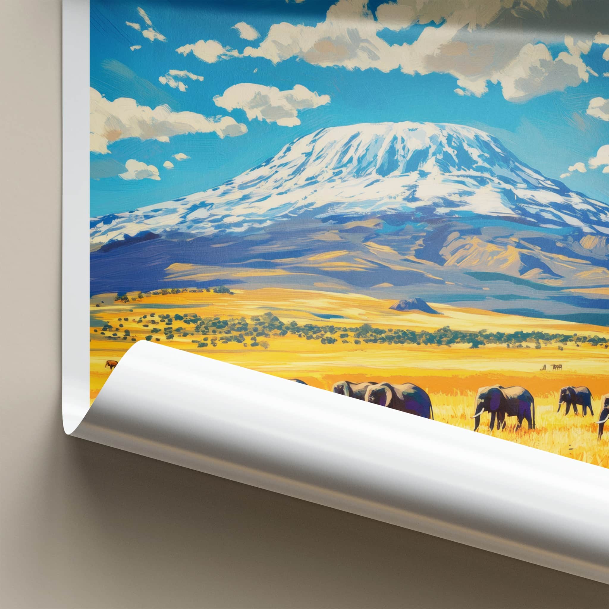 Arusha National Park Poster - Tanzania Travel Art - Elephants Mount Kilimanjaro Home Decor