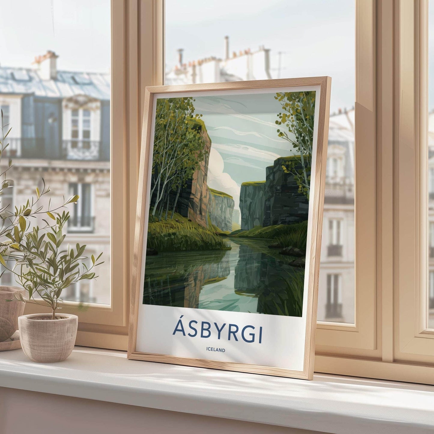 Asbyrgi Poster - Iceland Travel Art - Canyon River View Travel Decor