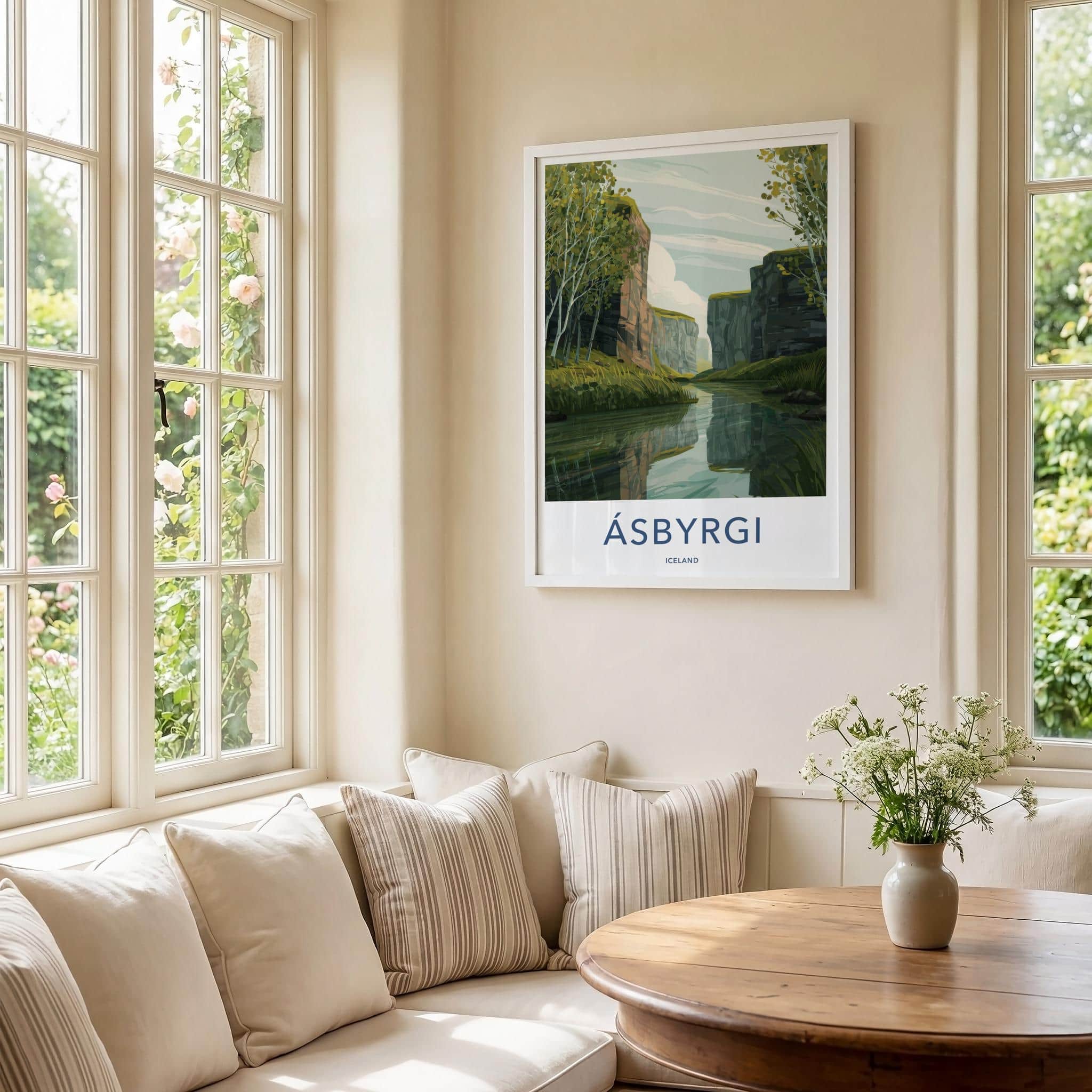 Asbyrgi Poster - Iceland Travel Art - Canyon River View Travel Decor