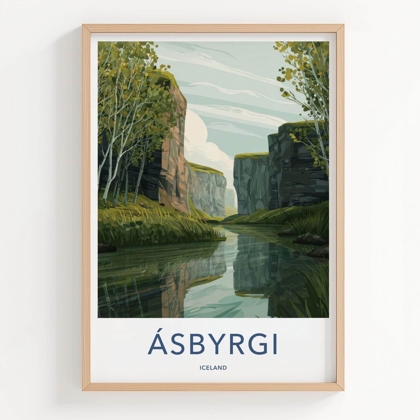 Asbyrgi Poster - Iceland Travel Art - Canyon River View Travel Decor