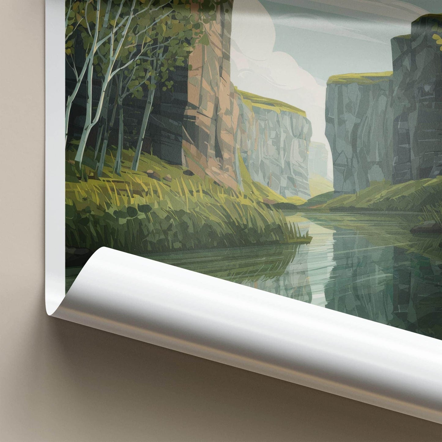 Asbyrgi Poster - Iceland Travel Art - Canyon River View Travel Decor