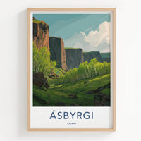 Asbyrgi Poster - Iceland Travel Print - Layered Cliffs Valley Home Decor