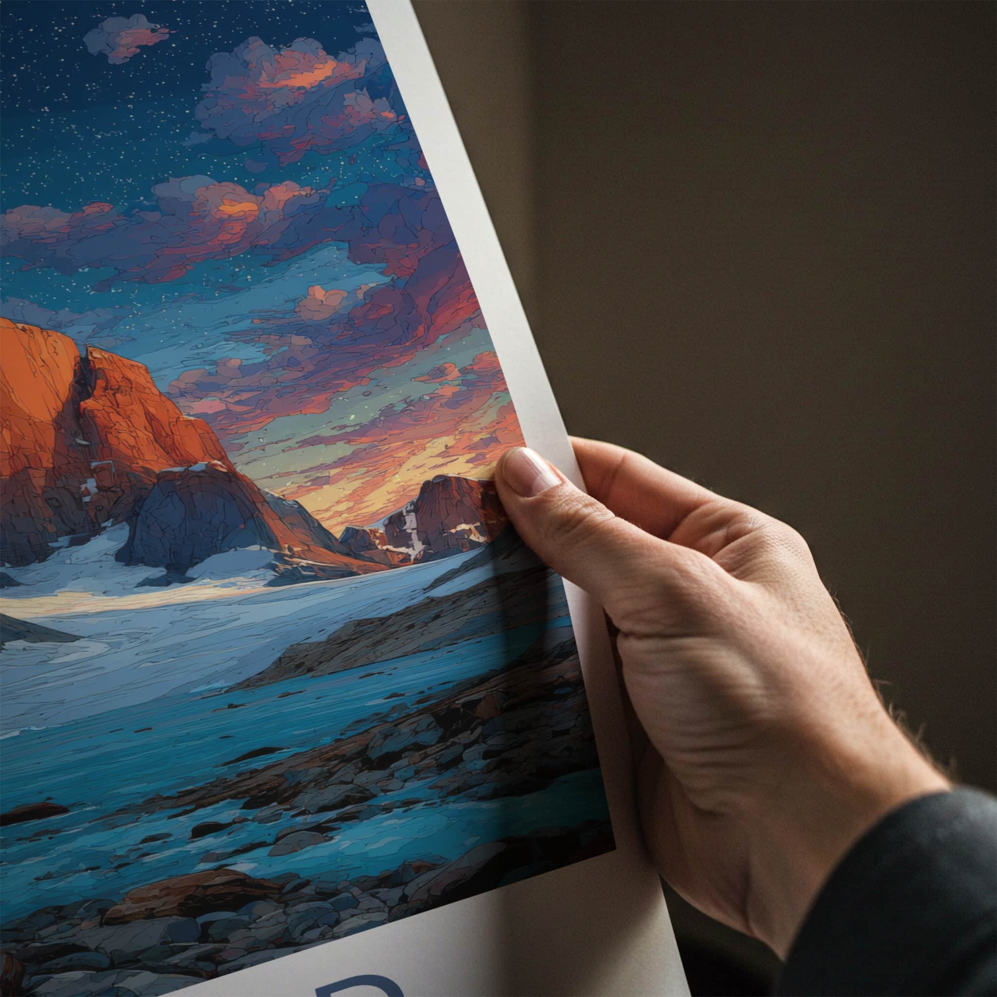 Asgard Poster - Canada Travel Art - Red Rock Mountains Home Decor
