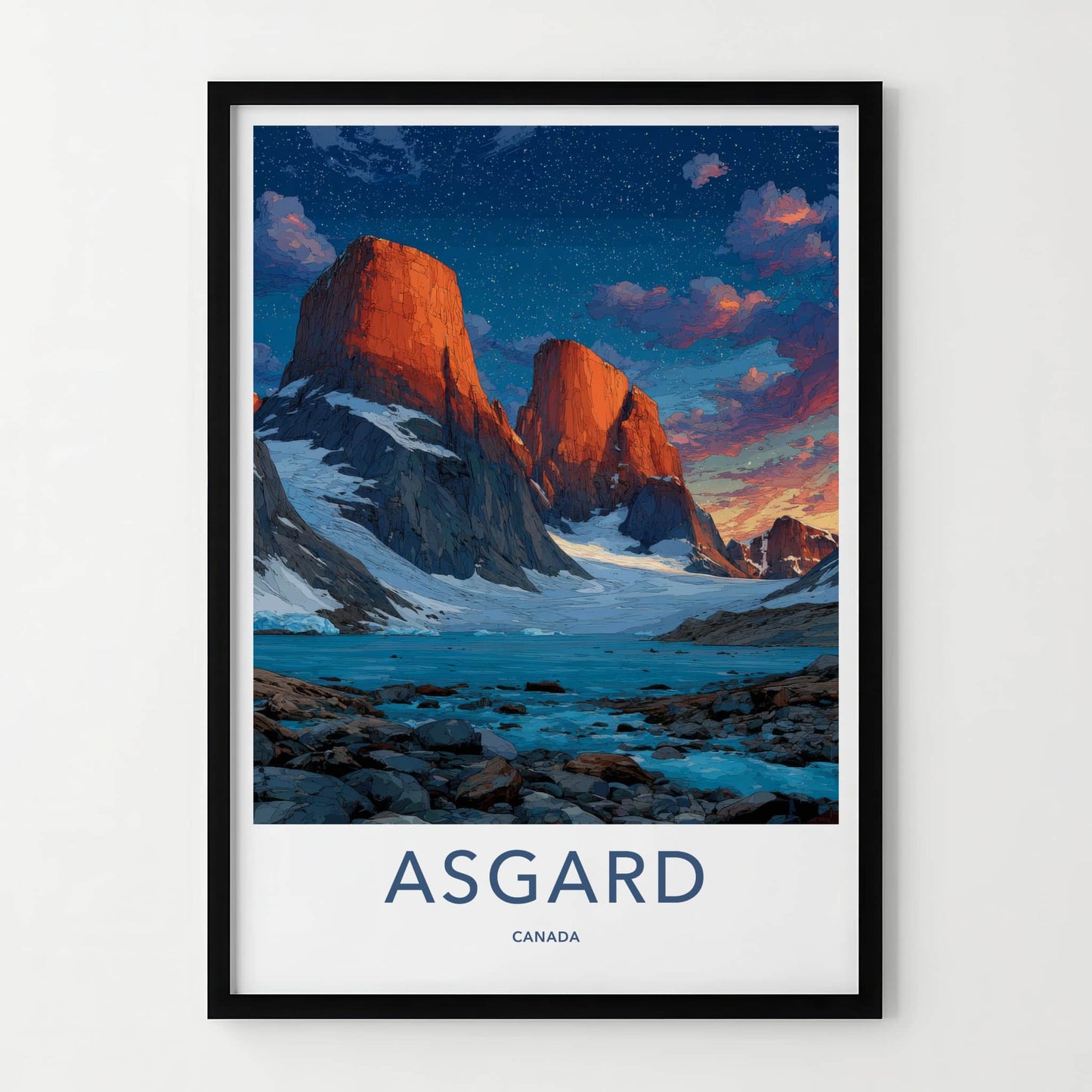 Asgard Poster - Canada Travel Art - Red Rock Mountains Home Decor