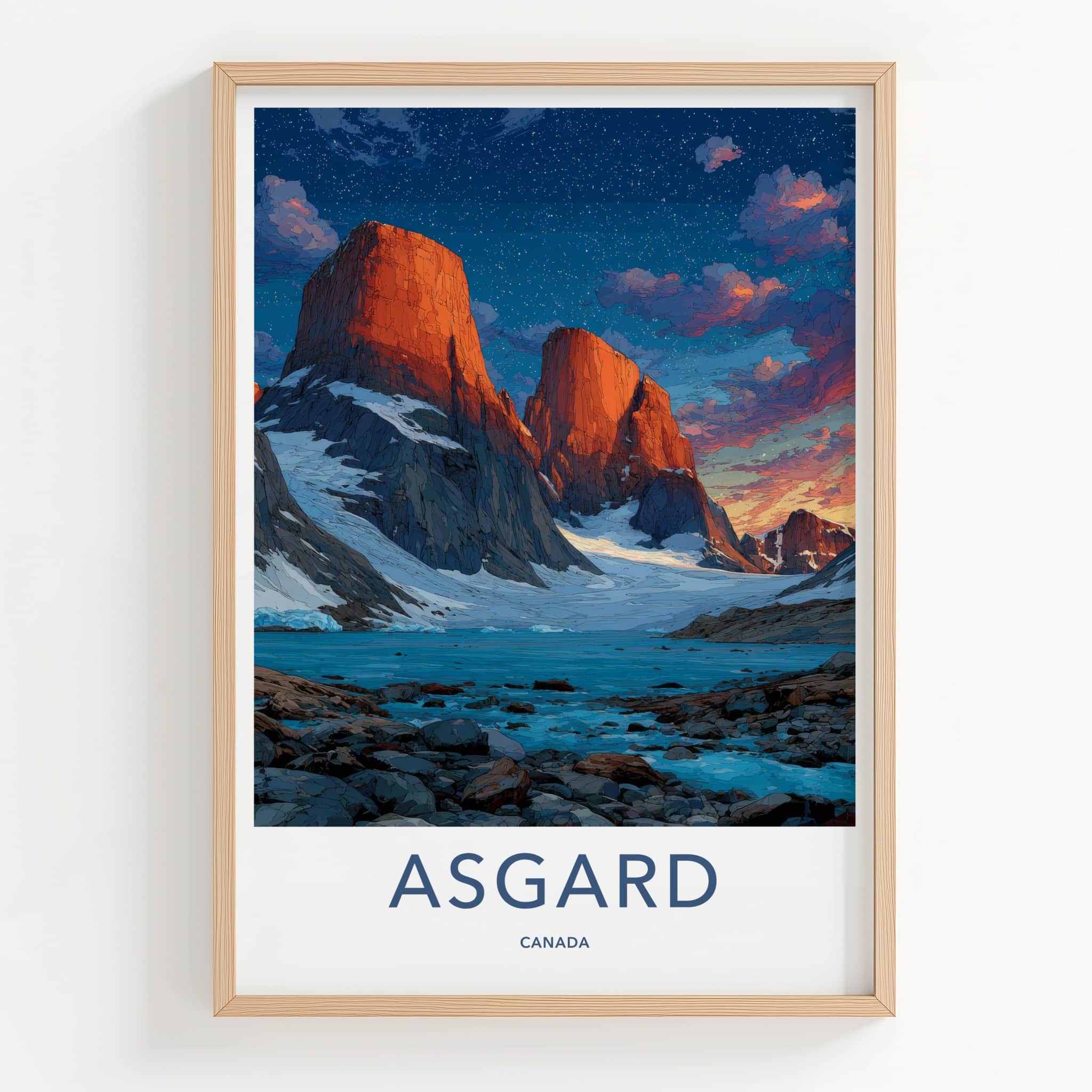 Asgard Poster - Canada Travel Art - Red Rock Mountains Home Decor