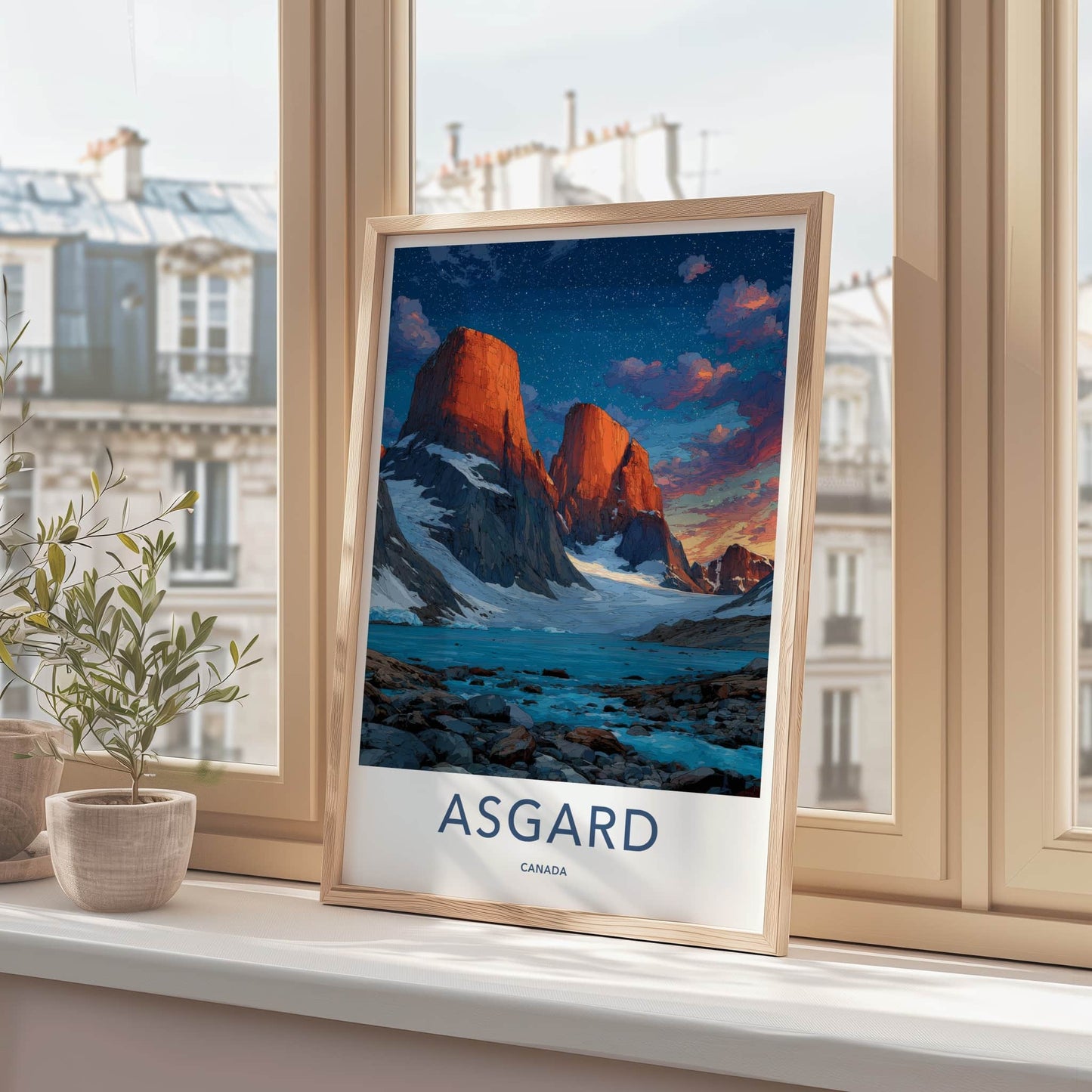 Asgard Poster - Canada Travel Art - Red Rock Mountains Home Decor