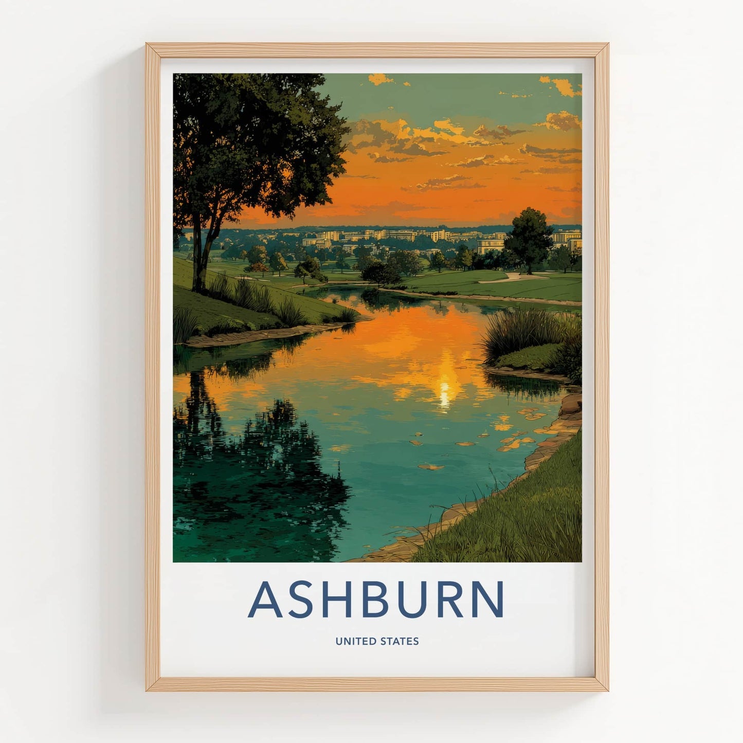 Ashburn Poster - Virginia Travel Art - Golf Course Sunset Home Decor