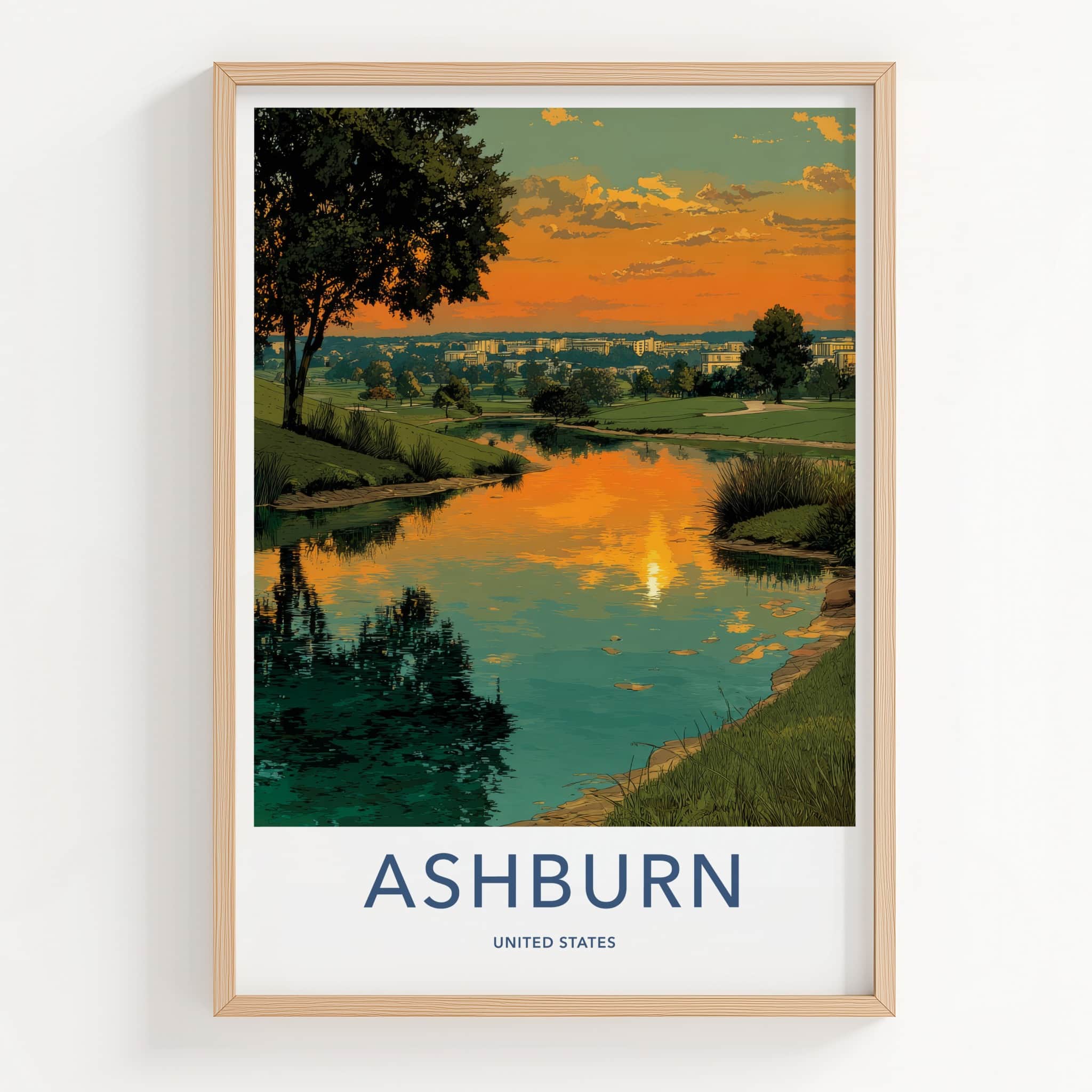Ashburn Poster - Virginia Travel Art - Golf Course Sunset Home Decor