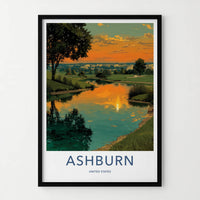 Ashburn Poster - Virginia Travel Art - Golf Course Sunset Home Decor