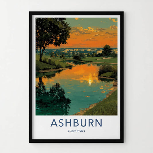 Ashburn Poster - Virginia Travel Art - Golf Course Sunset Home Decor