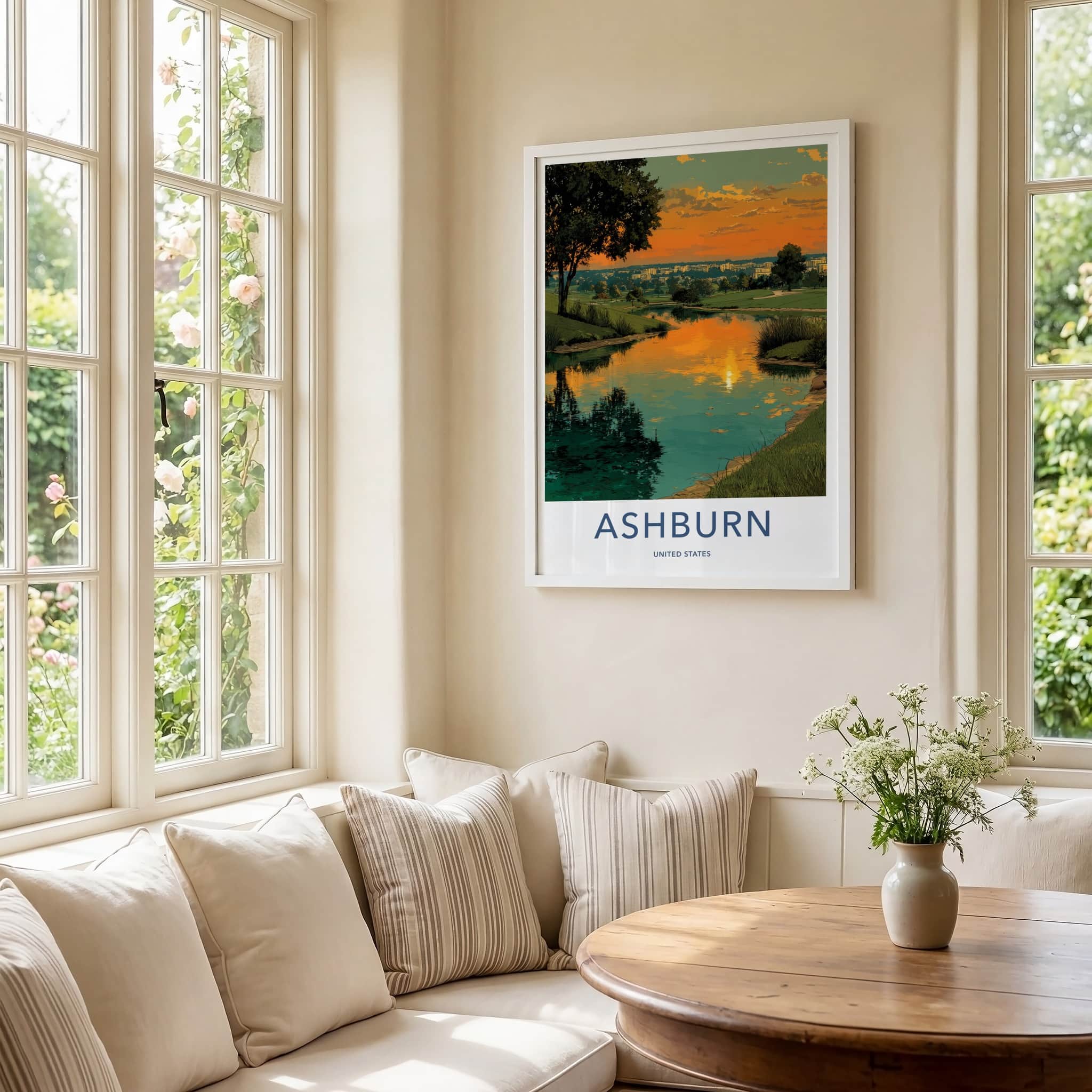 Ashburn Poster - Virginia Travel Art - Golf Course Sunset Home Decor