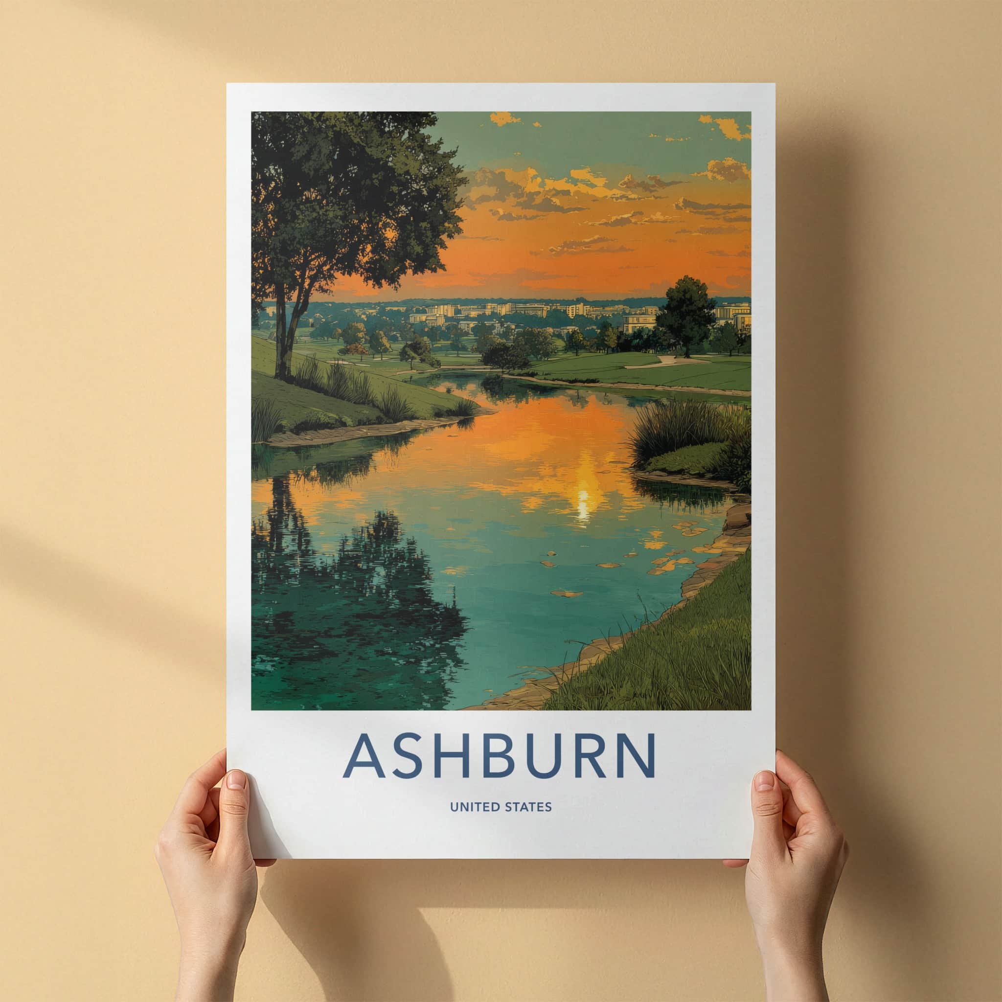 Ashburn Poster - Virginia Travel Art - Golf Course Sunset Home Decor