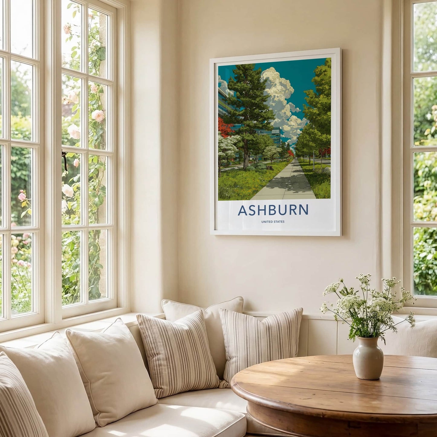 Ashburn Poster - Virginia Travel Print - Lush Green Pathway Lounge Decor