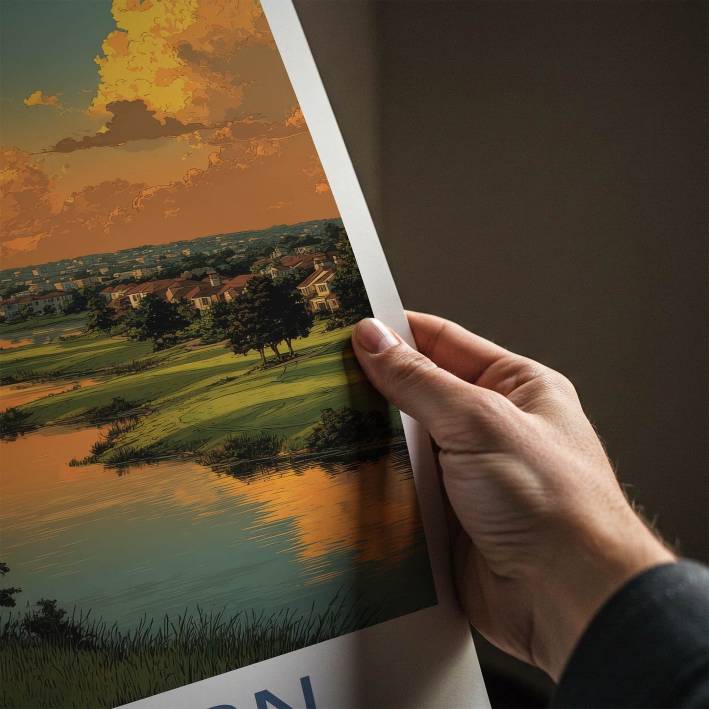 Ashburn Poster - Virginia Wall Art - Golden Hour Waterscape Home Decor