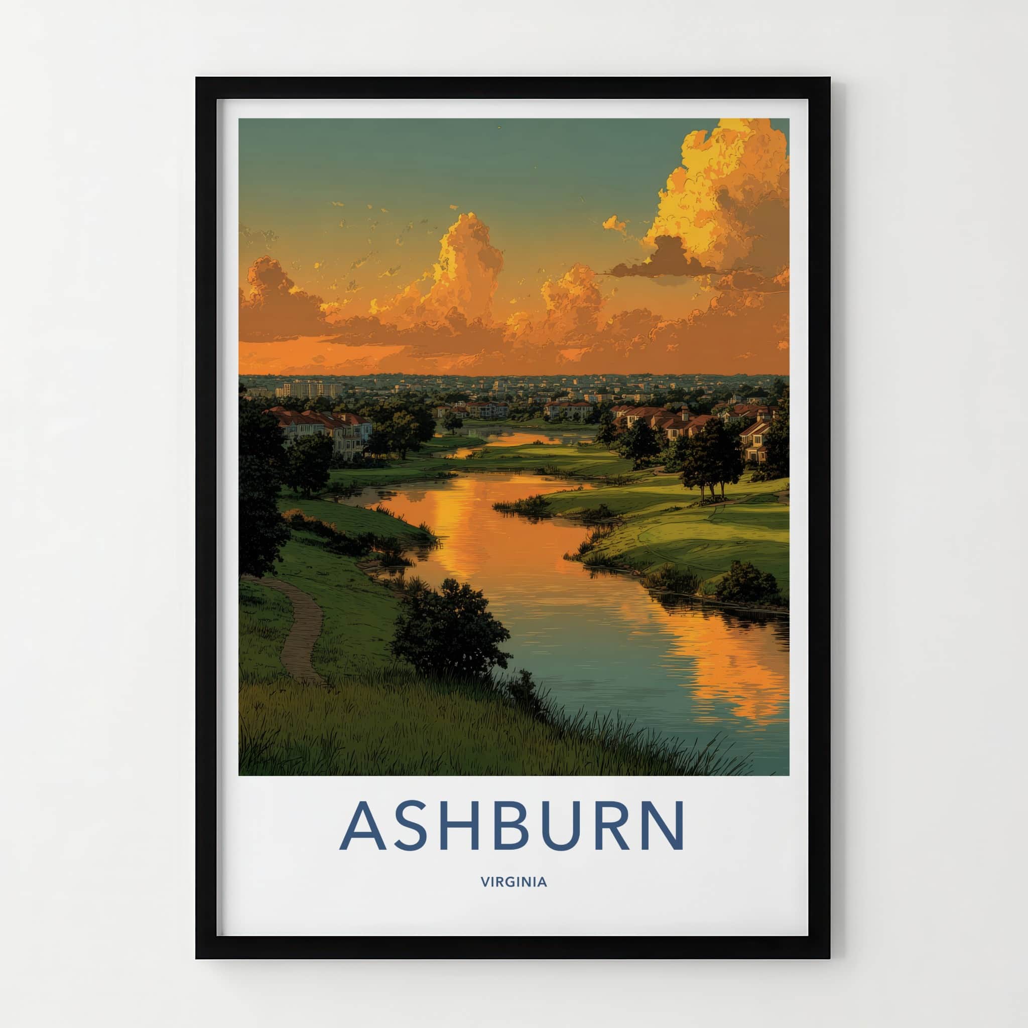 Ashburn Poster - Virginia Wall Art - Golden Hour Waterscape Home Decor