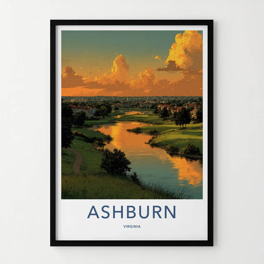 Ashburn Poster - Virginia Wall Art - Golden Hour Waterscape Home Decor