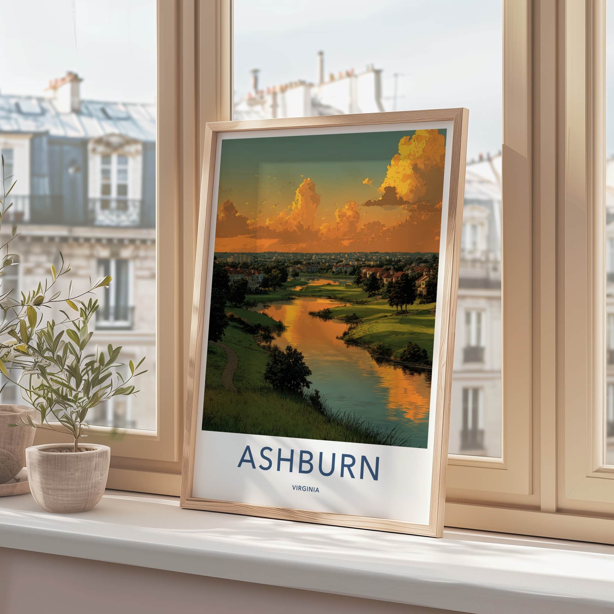 Ashburn Poster - Virginia Wall Art - Golden Hour Waterscape Home Decor