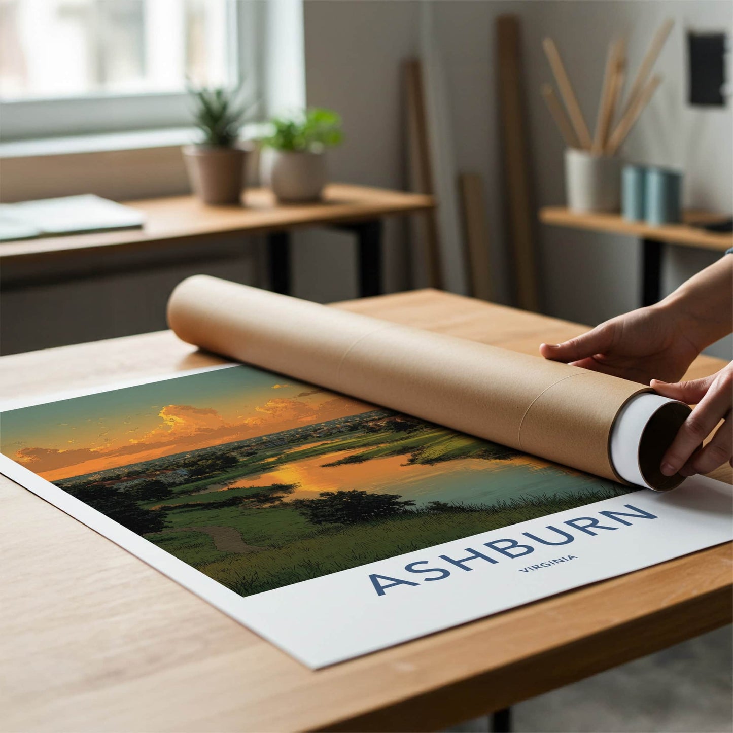Ashburn Poster - Virginia Wall Art - Golden Hour Waterscape Home Decor