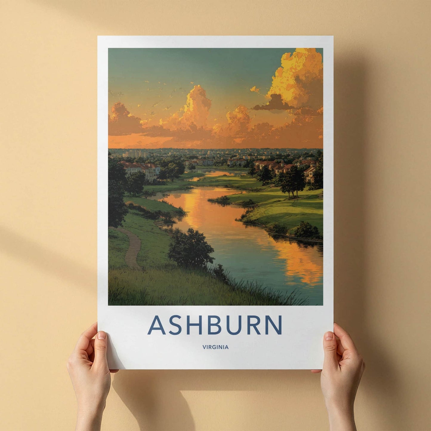 Ashburn Poster - Virginia Wall Art - Golden Hour Waterscape Home Decor