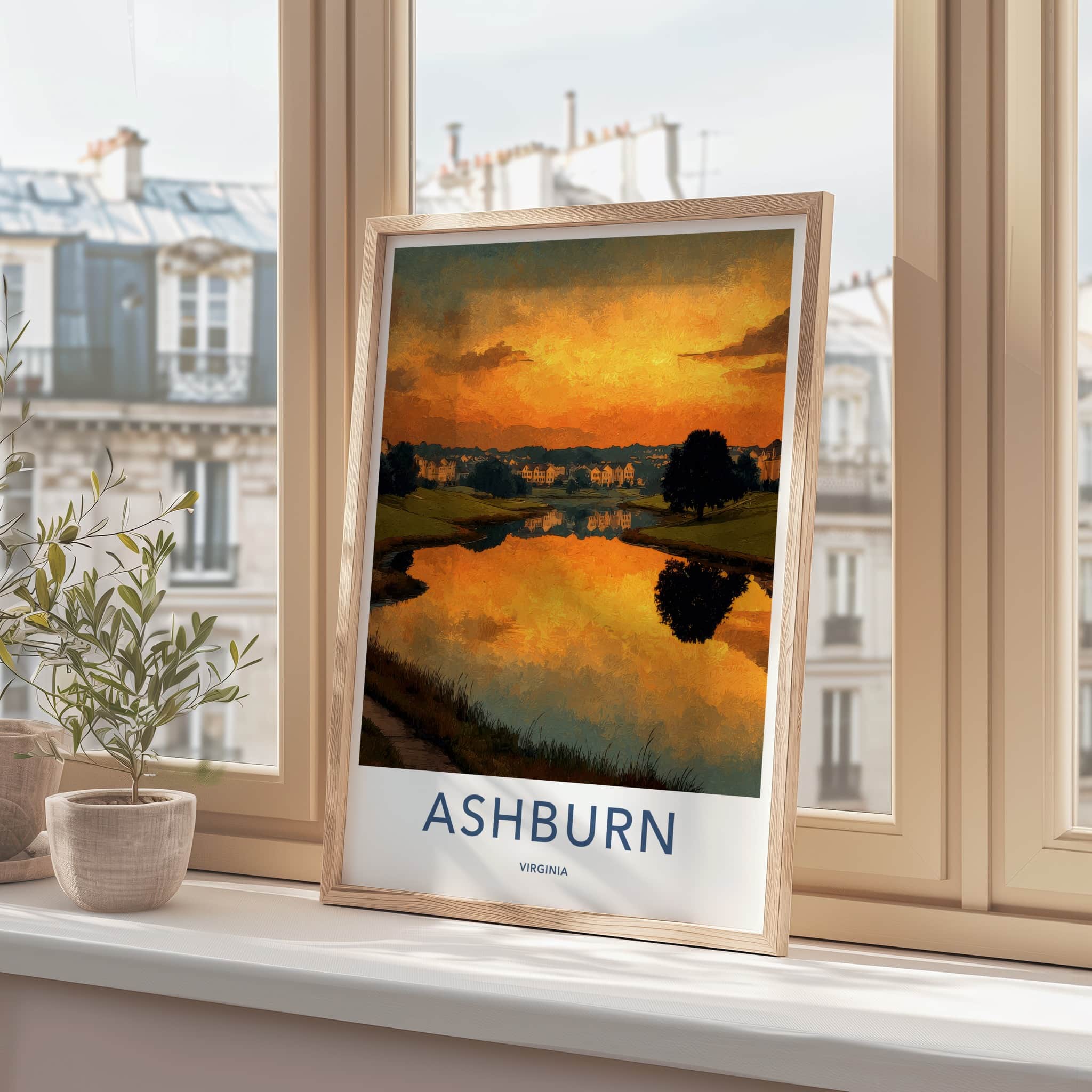 Ashburn Poster - Virginia Wall Art - Golden Lake Houses Home Decor