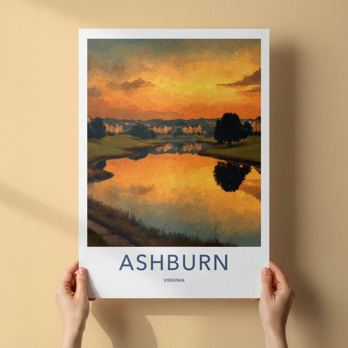 Ashburn Poster - Virginia Wall Art - Golden Lake Houses Home Decor