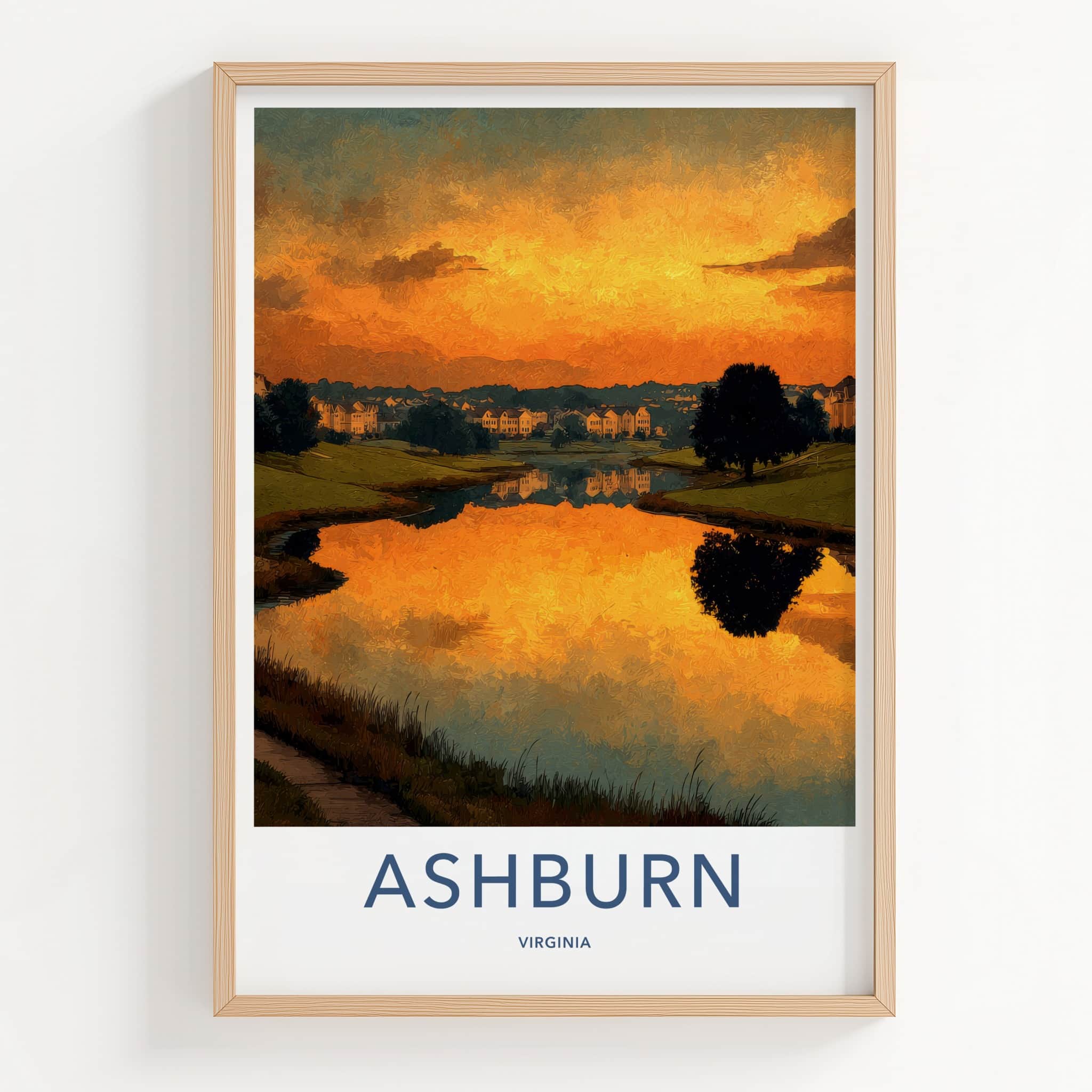 Ashburn Poster - Virginia Wall Art - Golden Lake Houses Home Decor