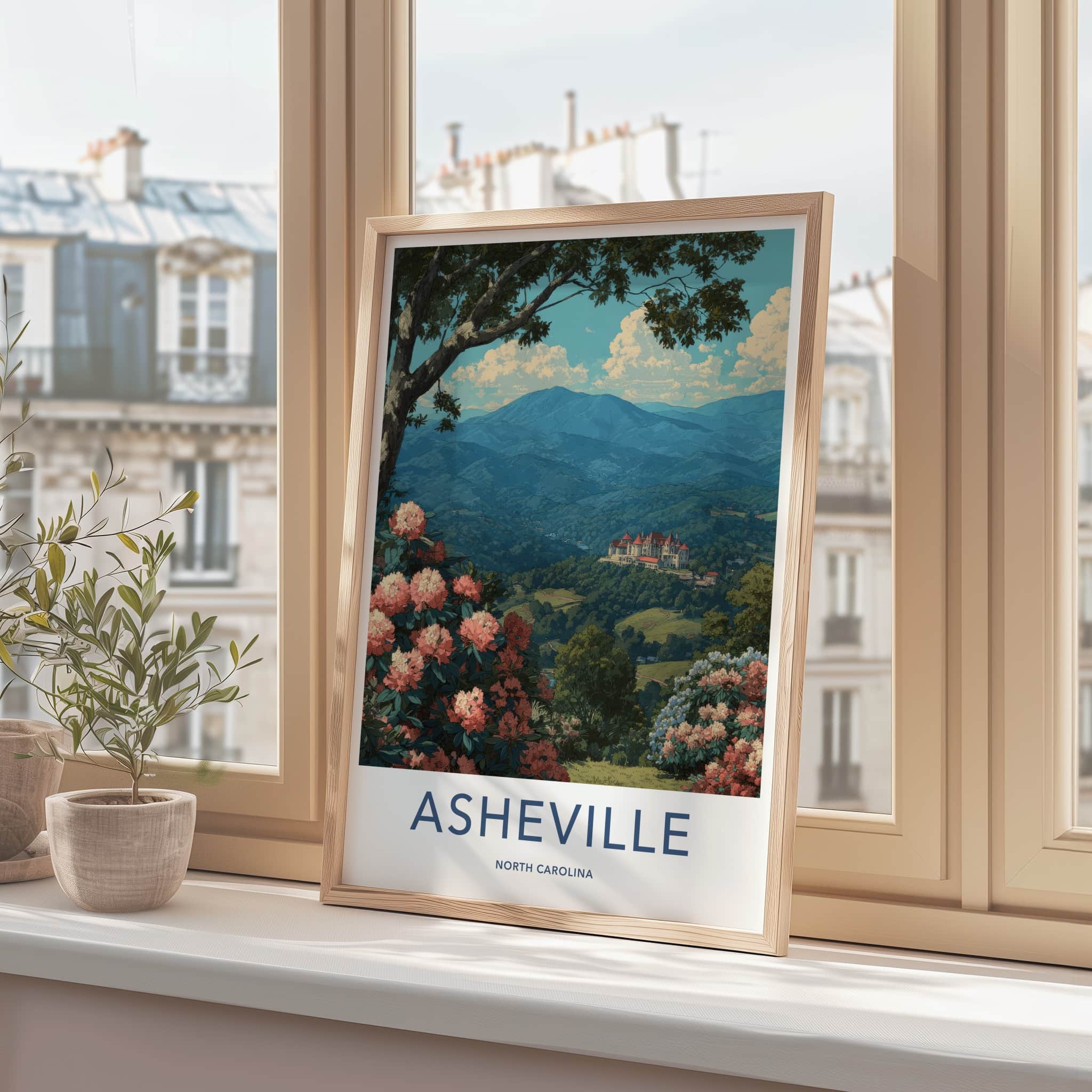 Asheville Poster - North Carolina Art Print - Estate Mountains Trees Home Decor