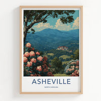 Asheville Poster - North Carolina Art Print - Estate Mountains Trees Home Decor